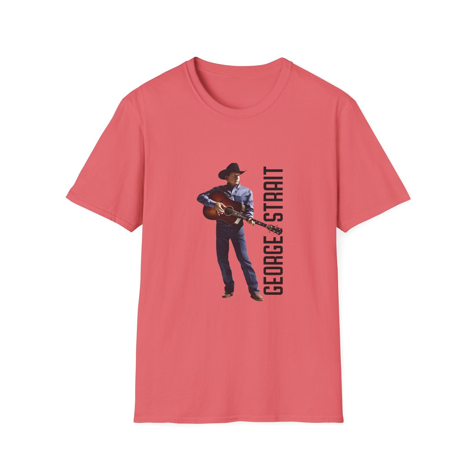 George Strait Heather Denim Silhouette Unisex Softstyle T-Shirt