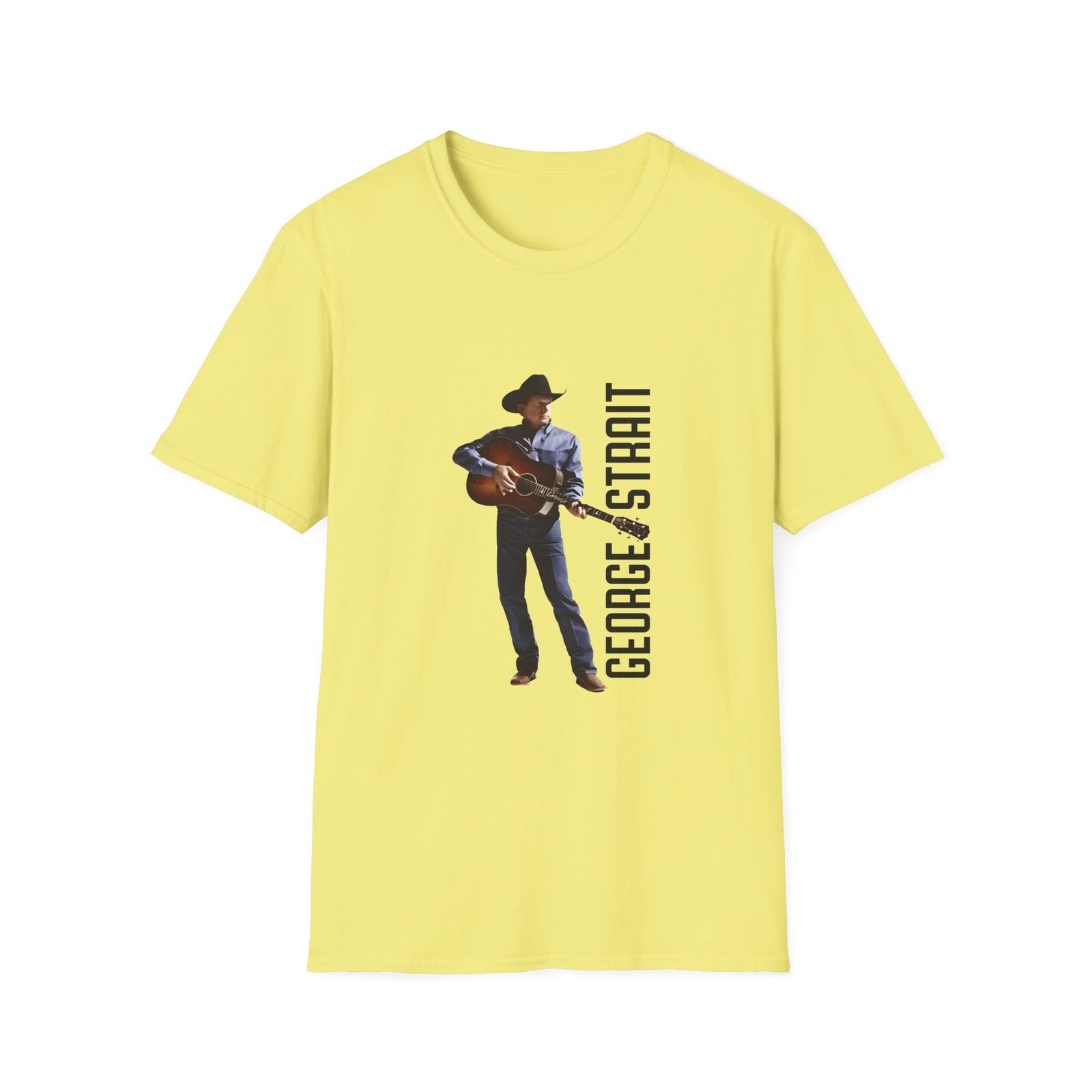 George Strait Heather Denim Silhouette Unisex Softstyle T-Shirt