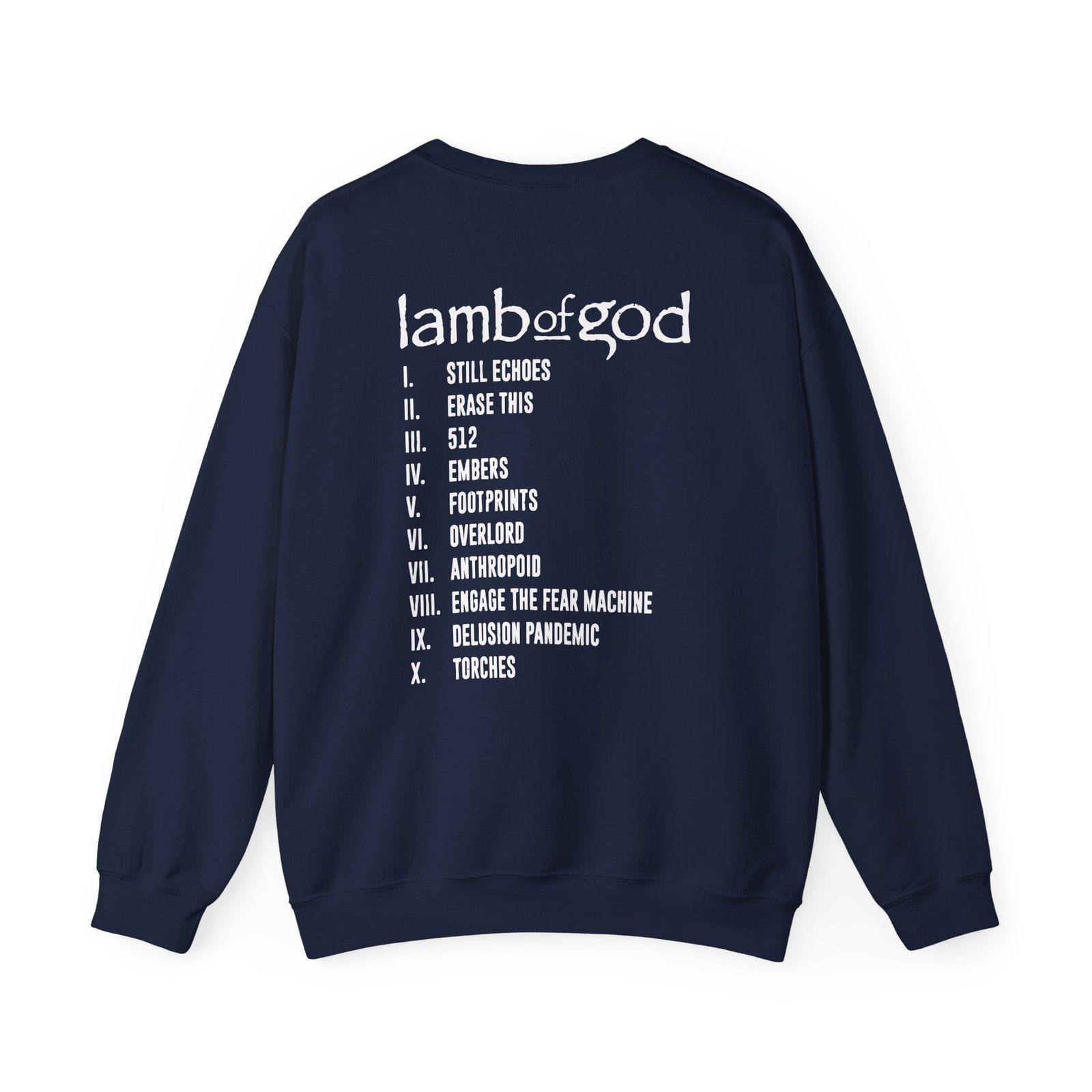 Lamb of God Ram Sturm Und Drang Tracklist Unisex Heavy Blend™ Crewneck Sweatshirt