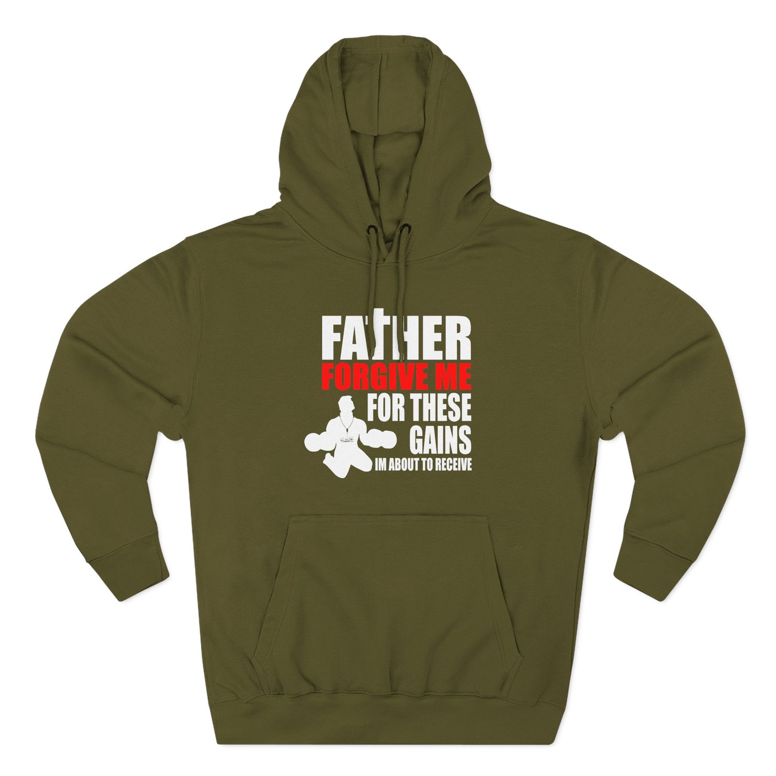 Dom Father Forgive Me for These Gains Three-Panel Fleece Hoodie
