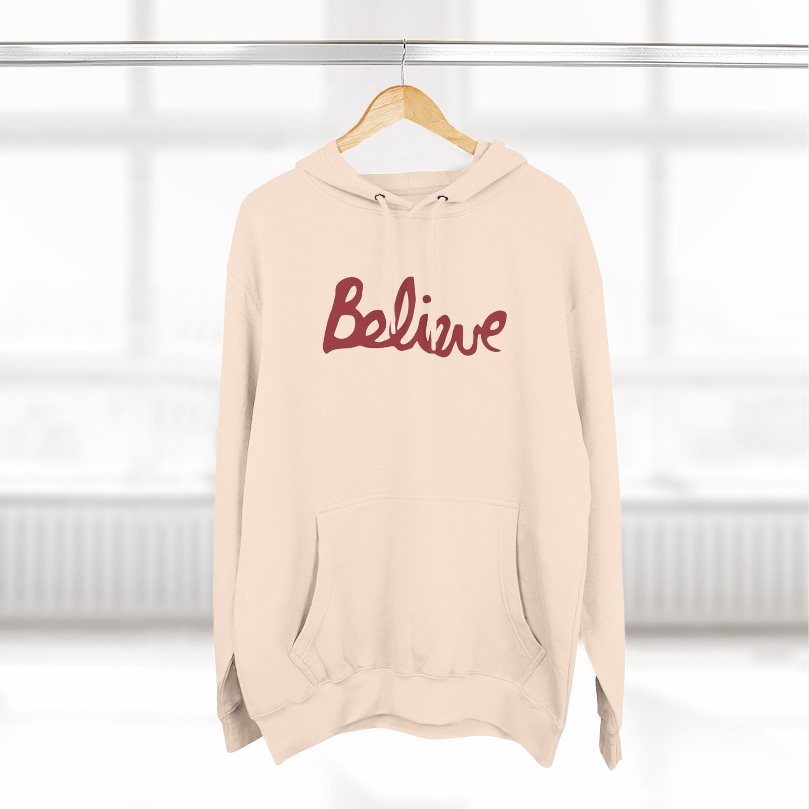 Valencia Believe Cursive Three-panel Fleece Hoodie