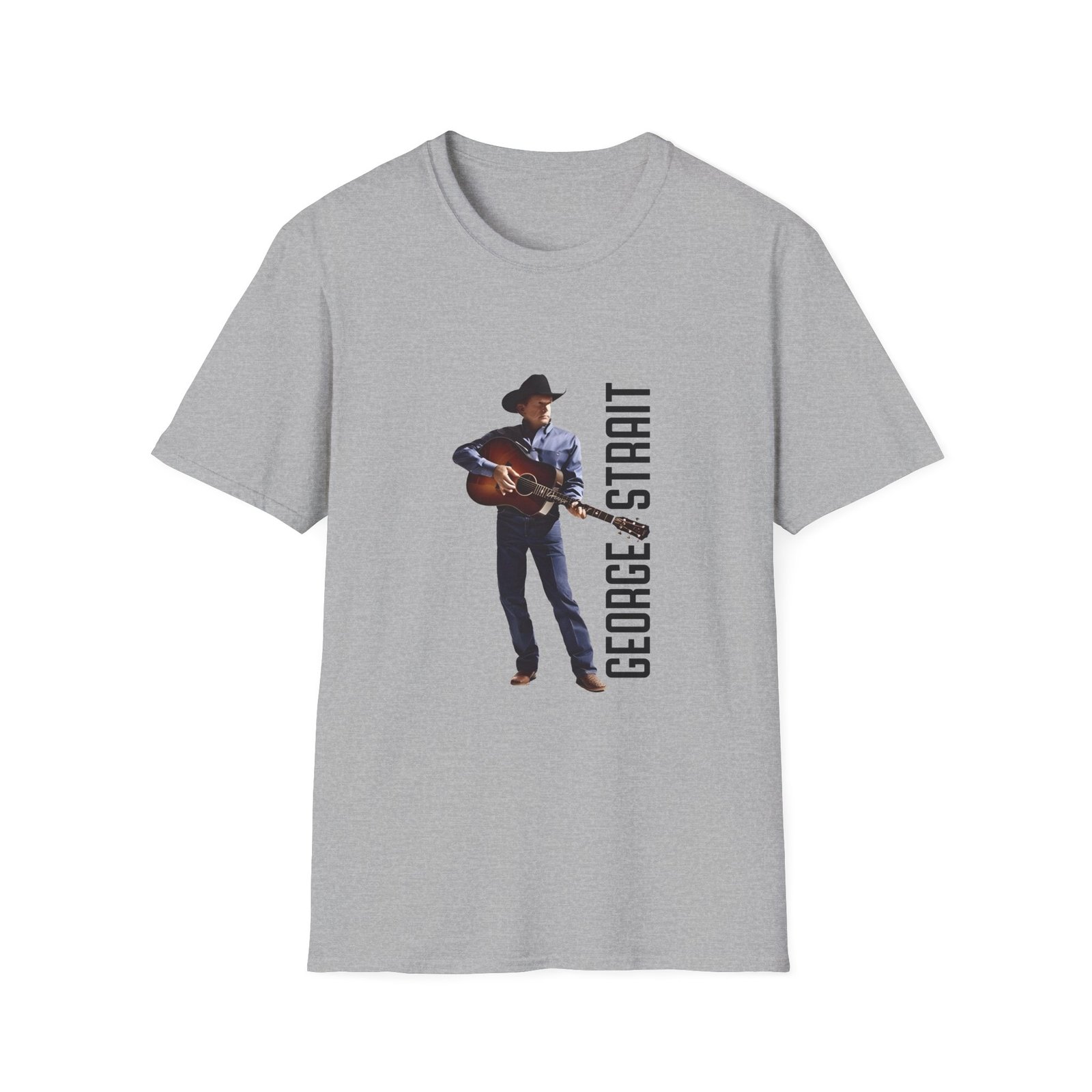 George Strait Heather Denim Silhouette Unisex Softstyle T-Shirt