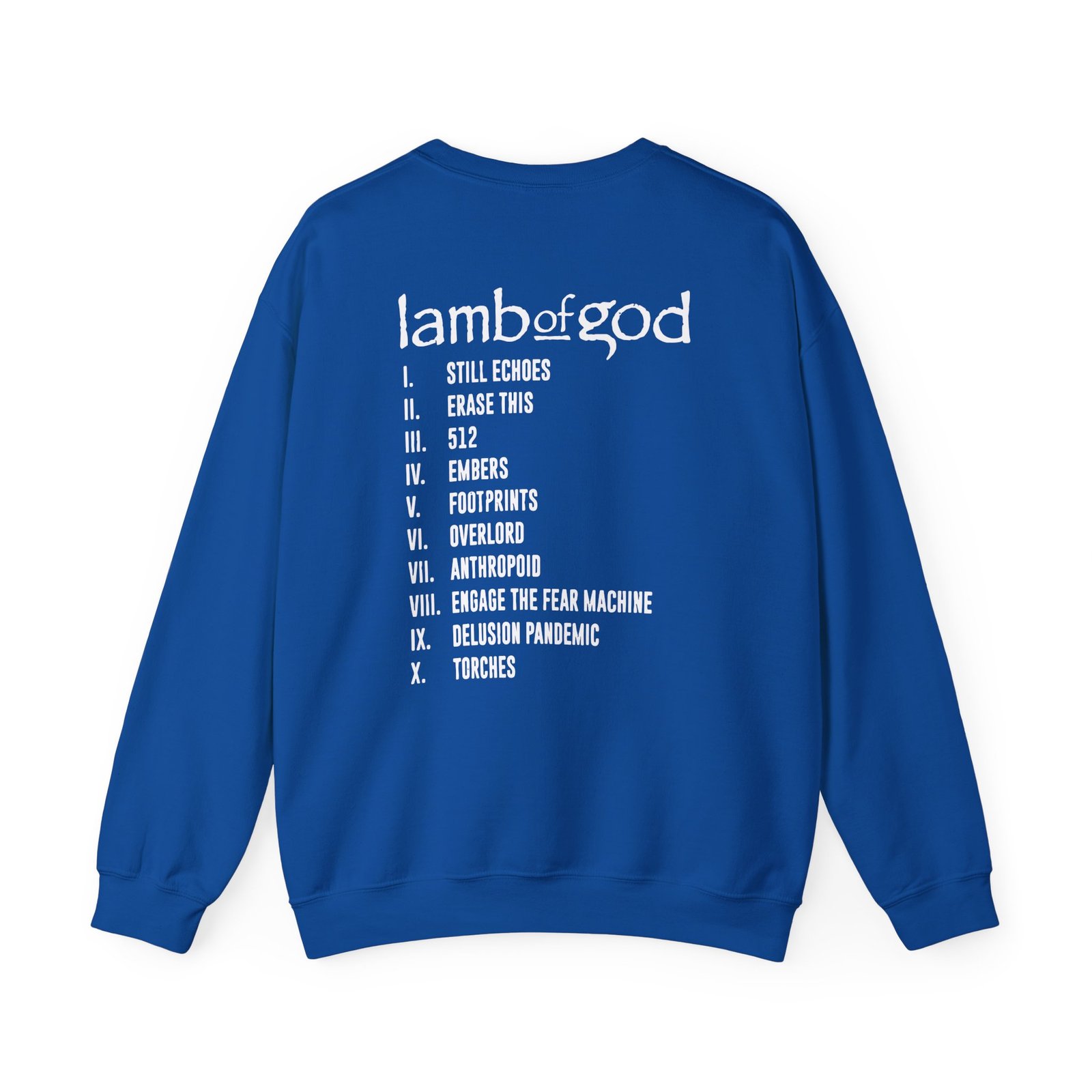 Lamb of God Ram Sturm Und Drang Tracklist Unisex Heavy Blend™ Crewneck Sweatshirt