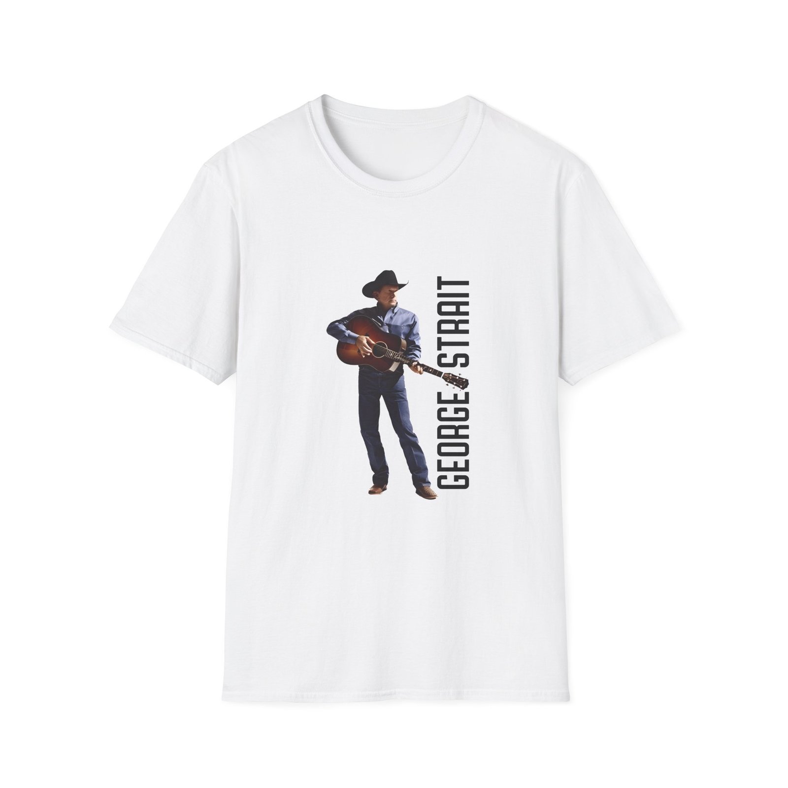 George Strait Heather Denim Silhouette Unisex Softstyle T-Shirt