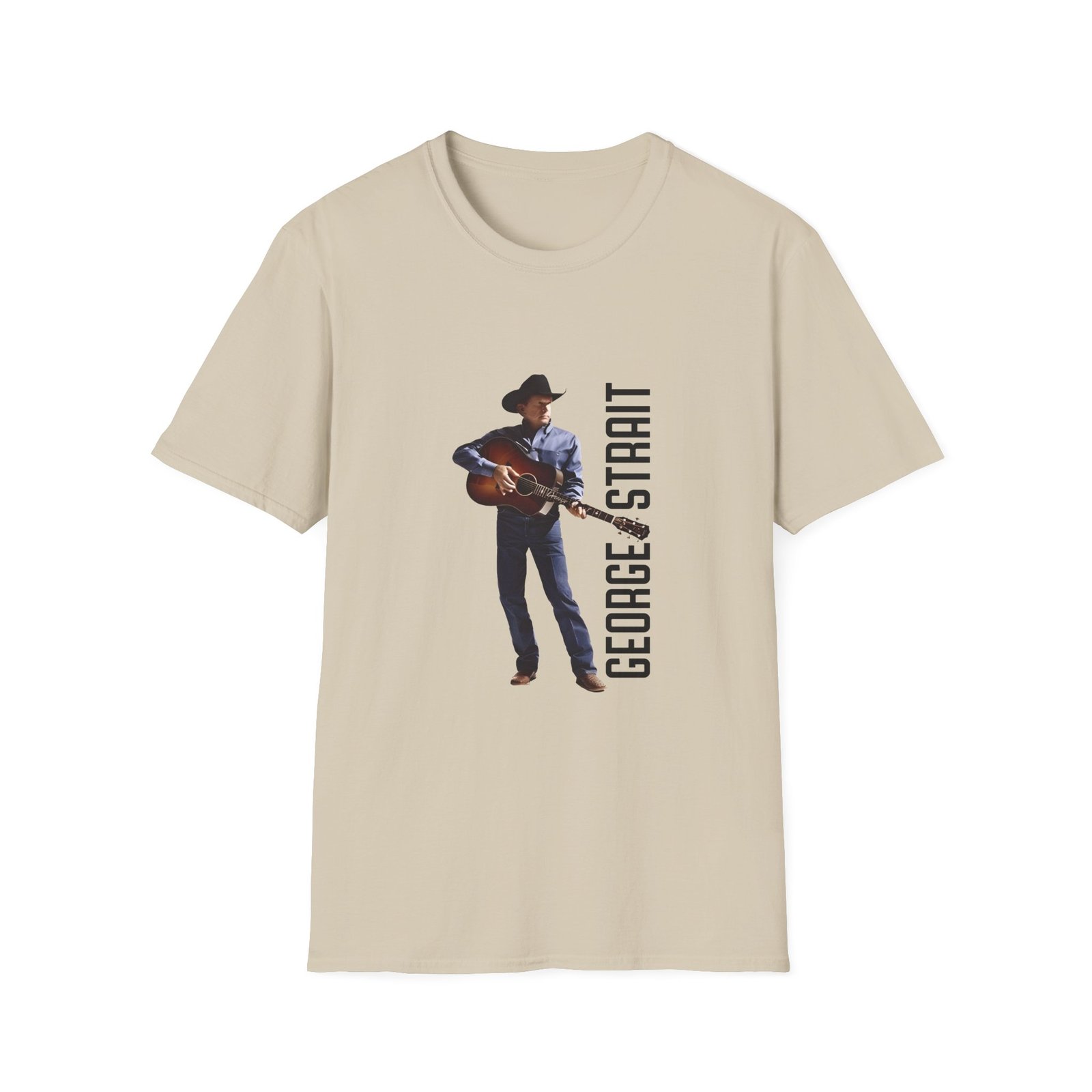 George Strait Heather Denim Silhouette Unisex Softstyle T-Shirt