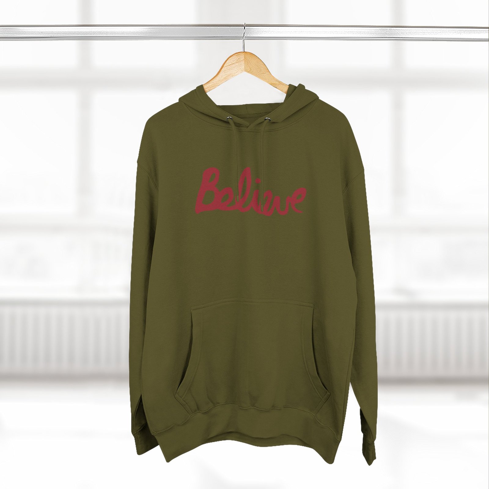 Valencia Believe Cursive Three-panel Fleece Hoodie