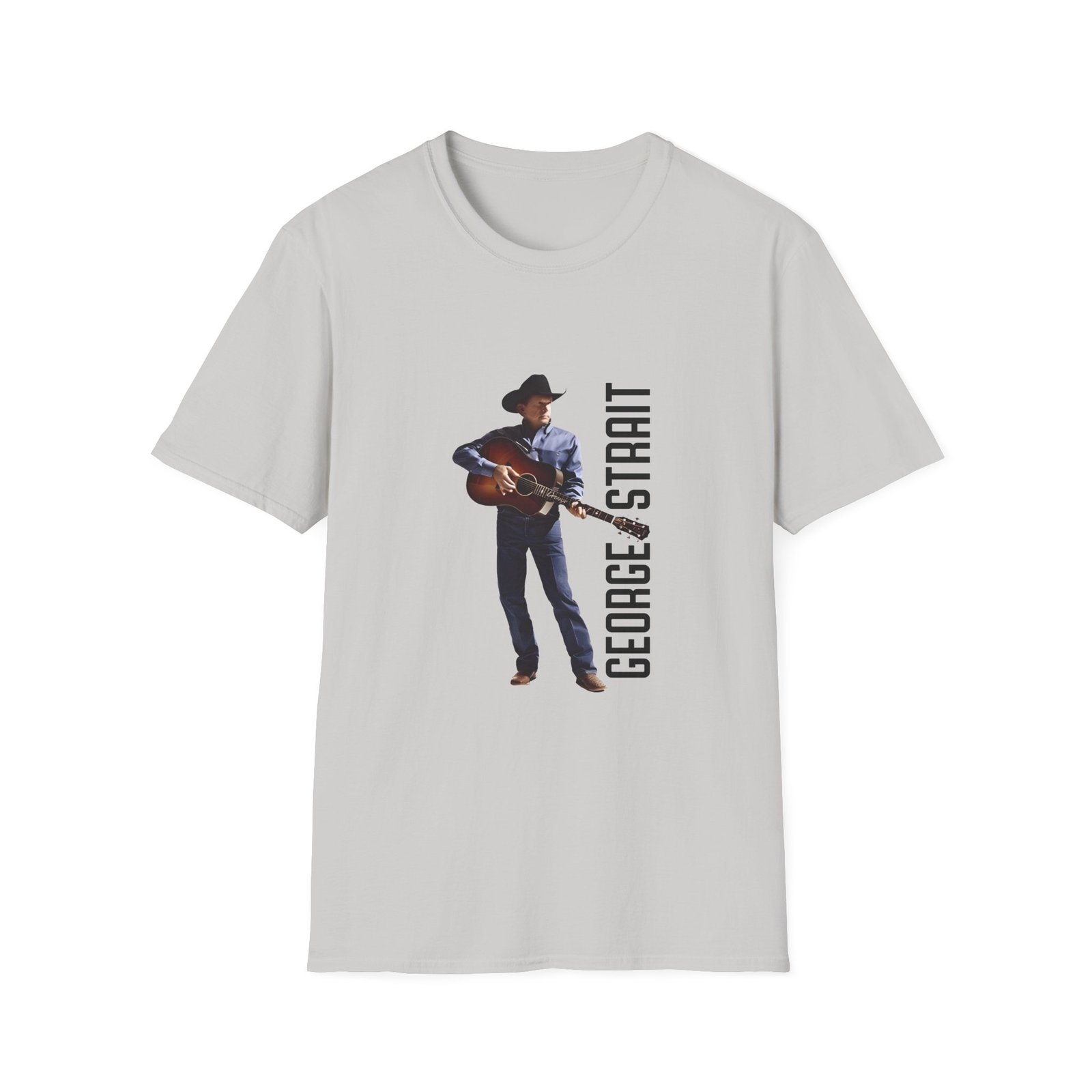 George Strait Heather Denim Silhouette Unisex Softstyle T-Shirt