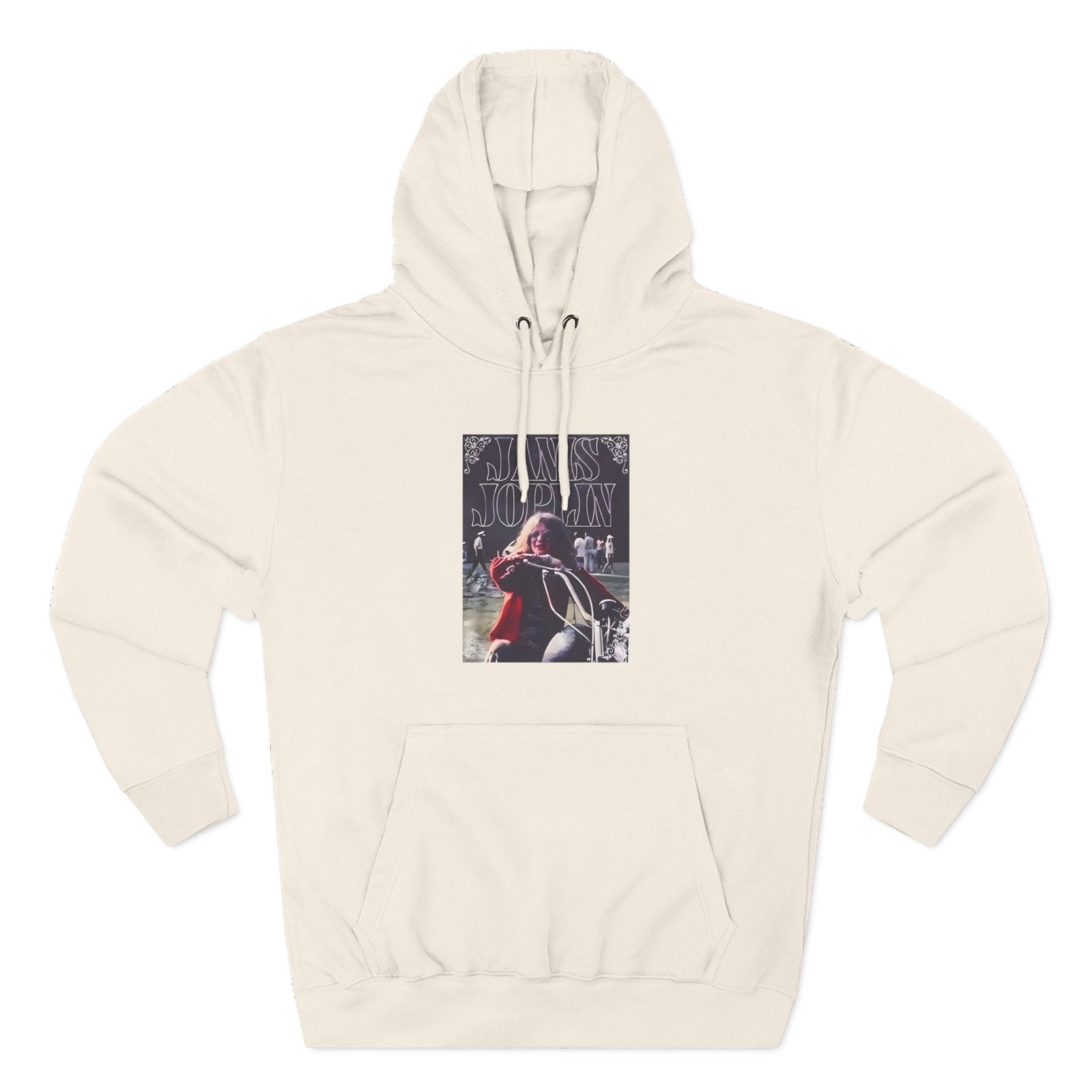 Janis Joplin Greatest Hits Motorcycle Cover Three-Panel Fleece Hoodie