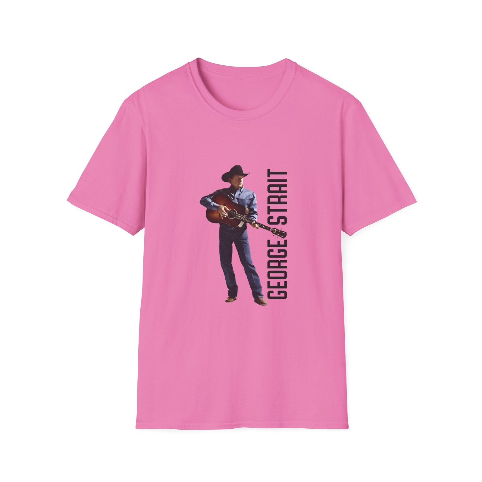 George Strait Heather Denim Silhouette Unisex Softstyle T-Shirt