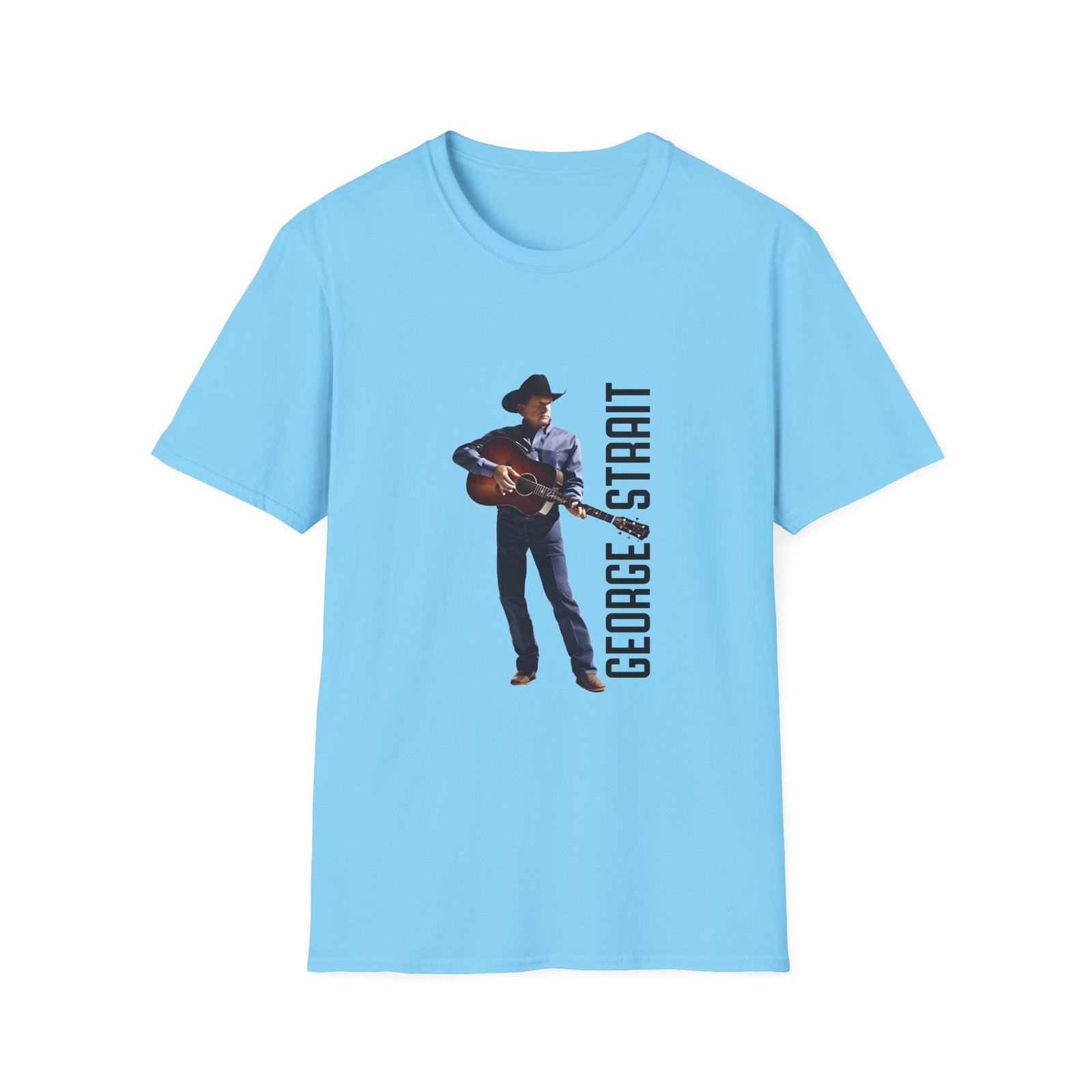 George Strait Heather Denim Silhouette Unisex Softstyle T-Shirt