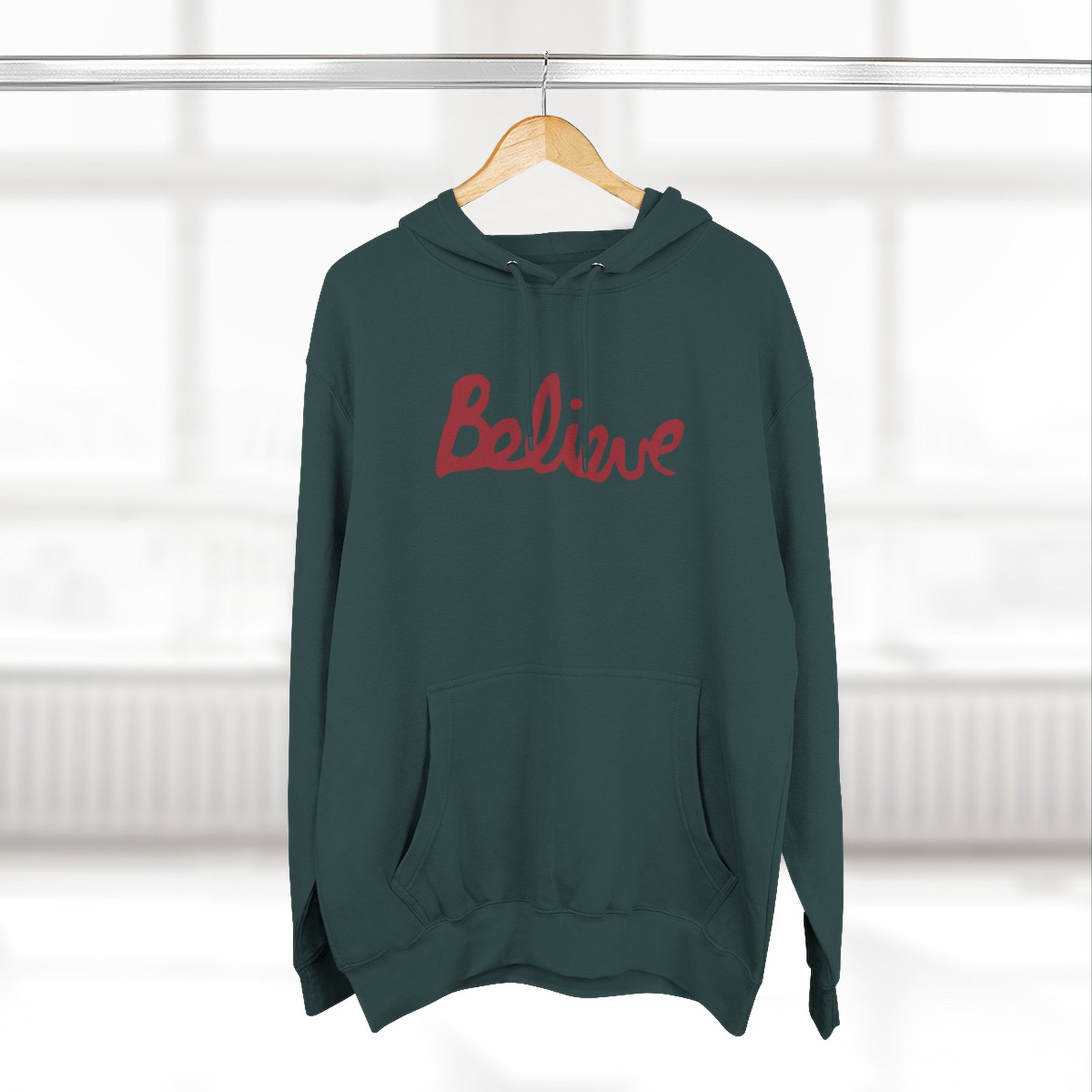 Valencia Believe Cursive Three-panel Fleece Hoodie