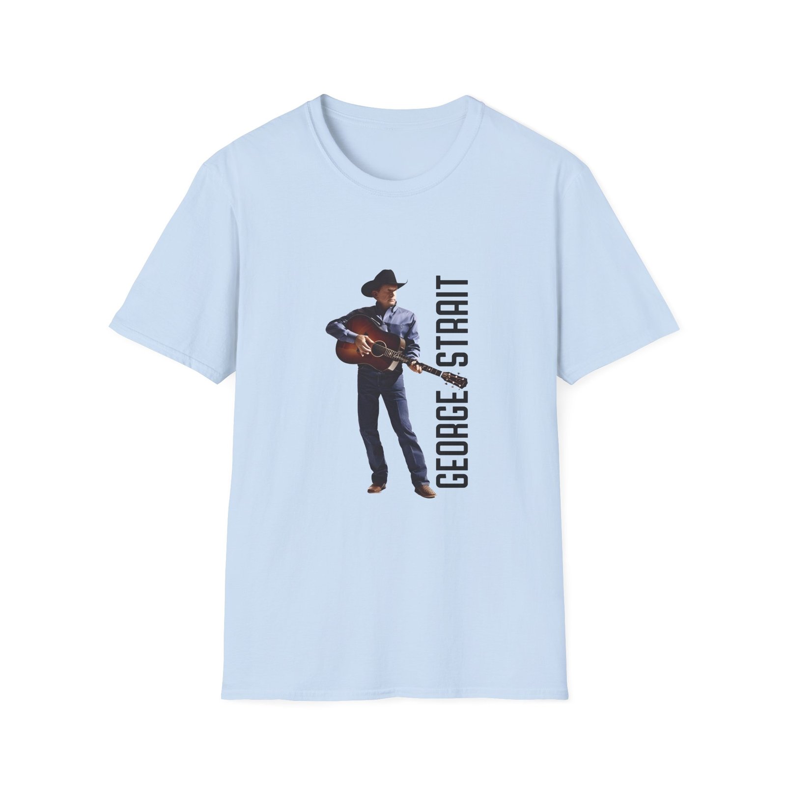 George Strait Heather Denim Silhouette Unisex Softstyle T-Shirt
