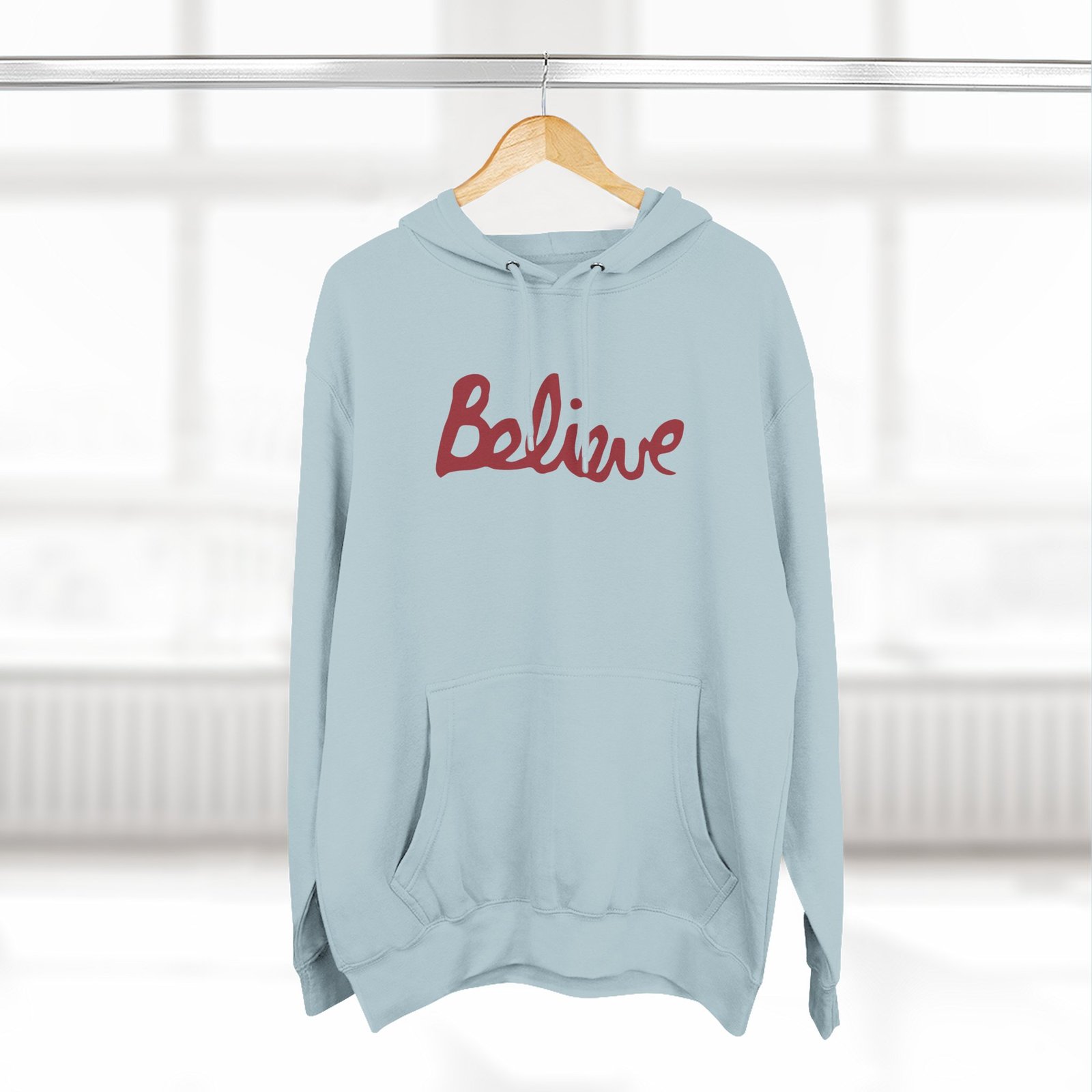 Valencia Believe Cursive Three-panel Fleece Hoodie