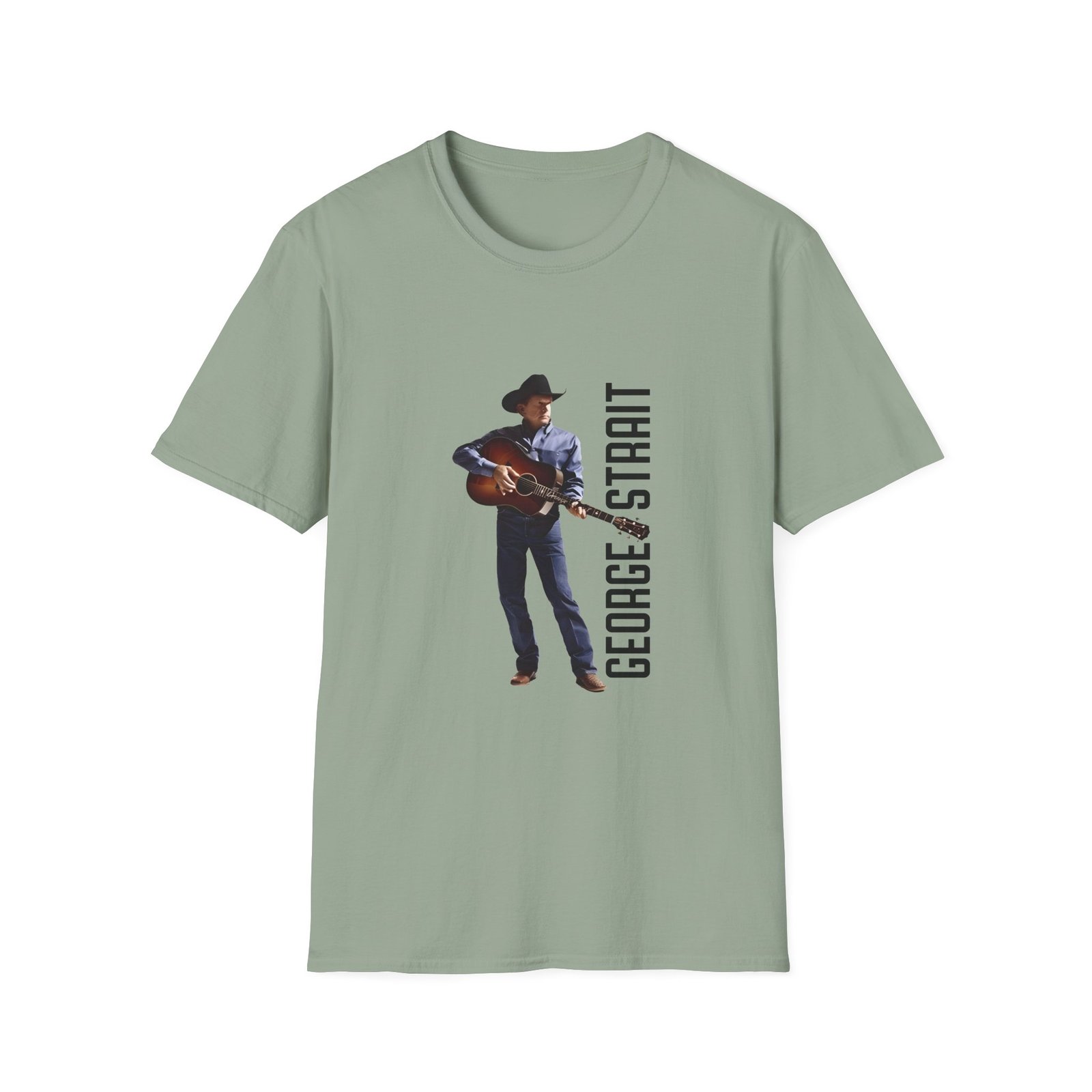 George Strait Heather Denim Silhouette Unisex Softstyle T-Shirt