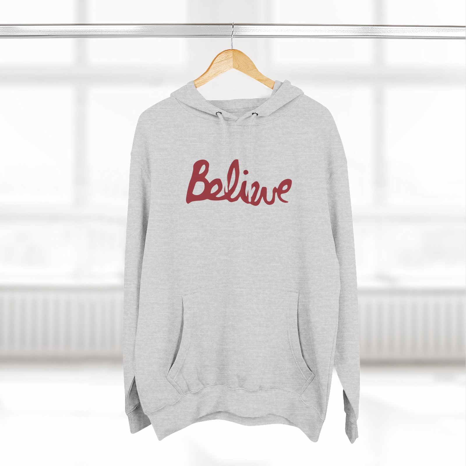 Valencia Believe Cursive Three-panel Fleece Hoodie