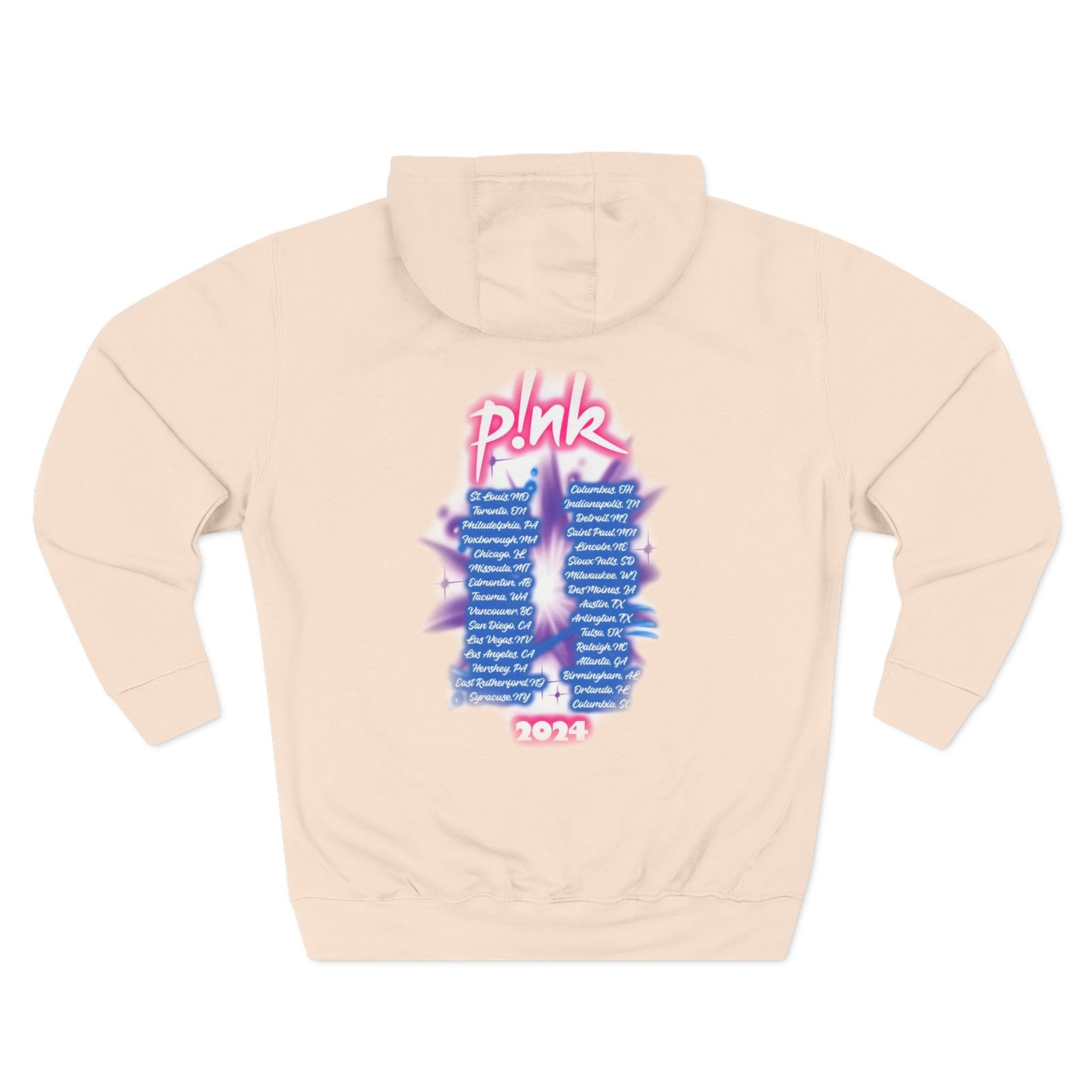 Pink Airbrushed 2024 Three-Panel Fleece Hoodie