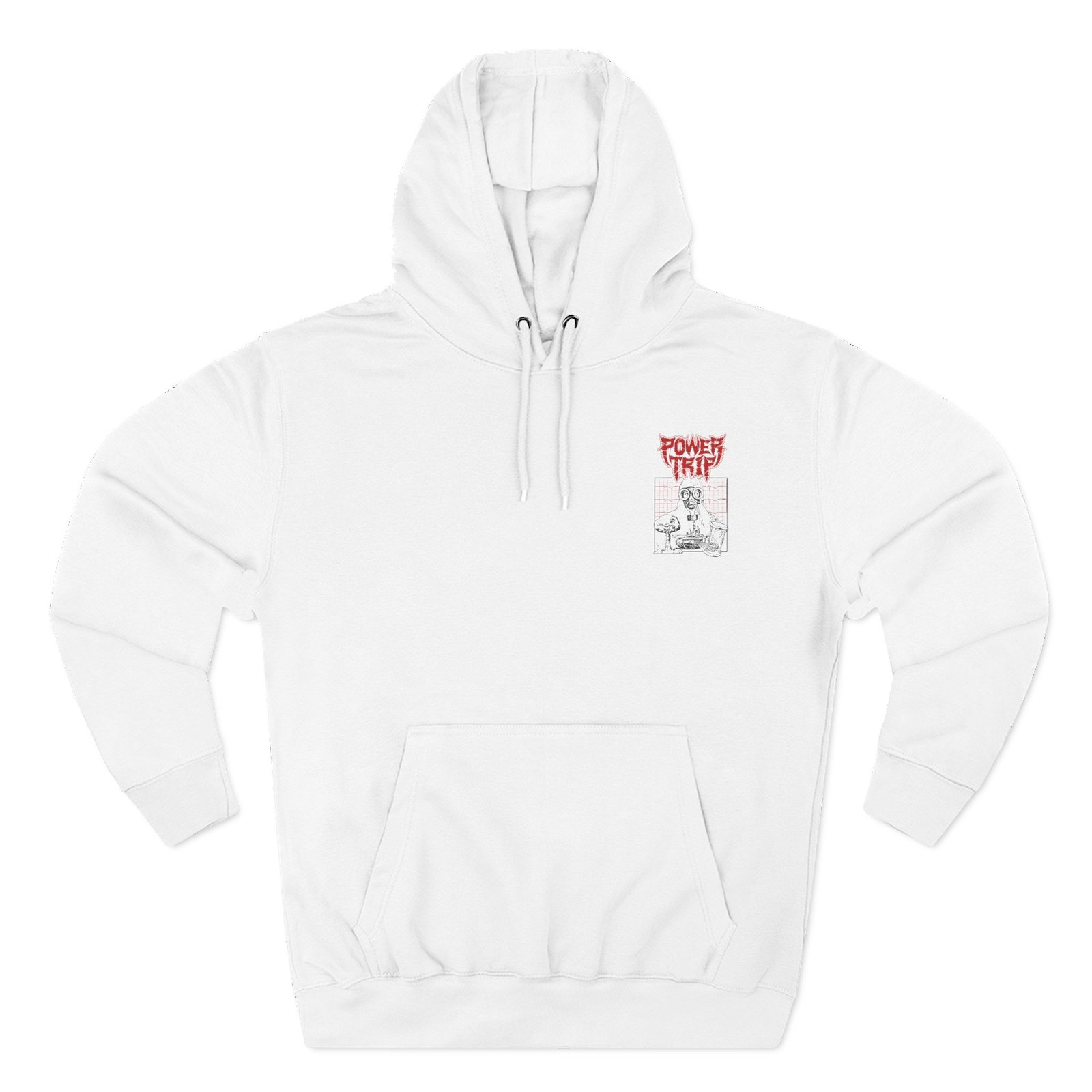 Power Trip Gas Mask Three-Panel Fleece Hoodie