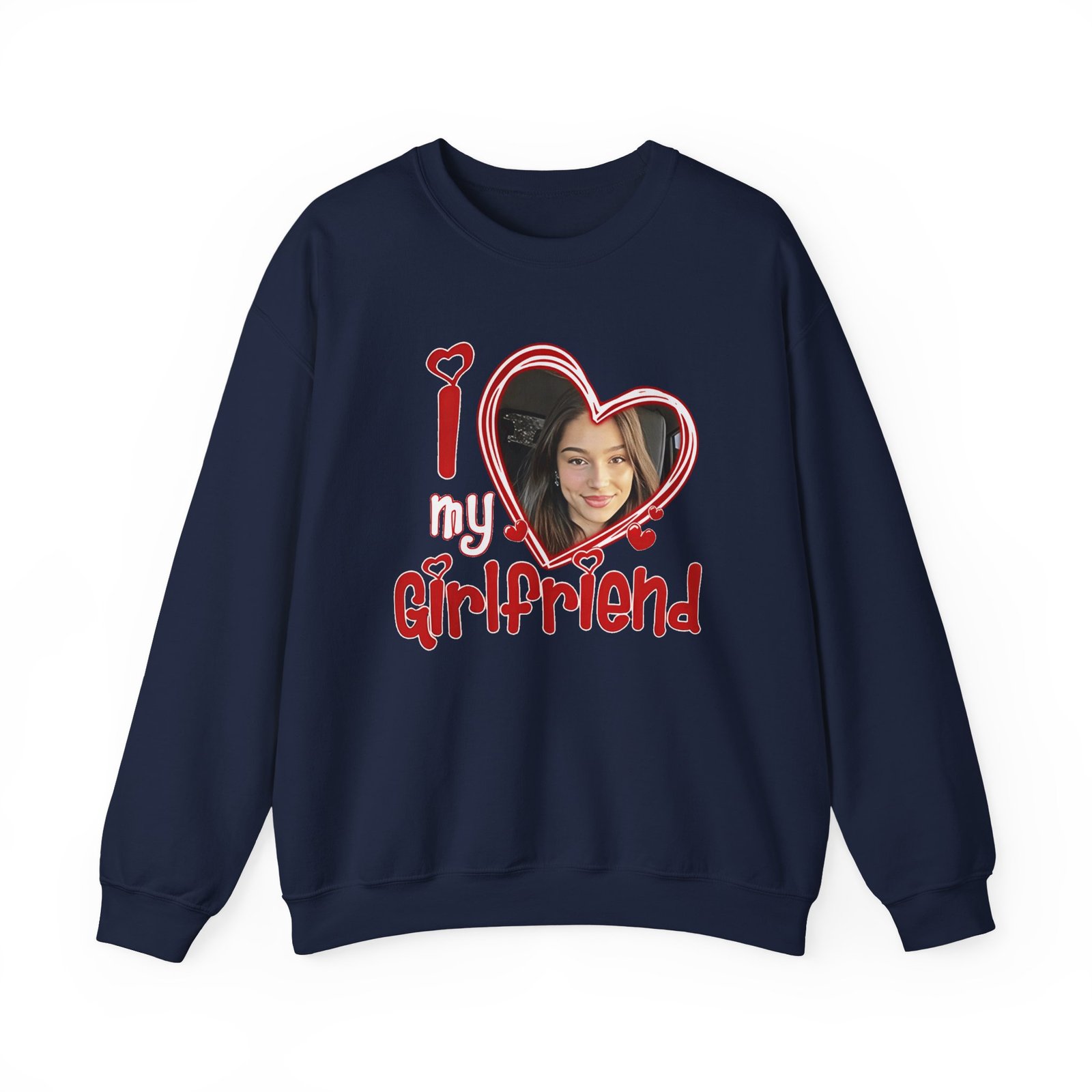 I Love My Girlfriend Custom Photo Unisex Heavy Blend™ Crewneck Sweatshirt