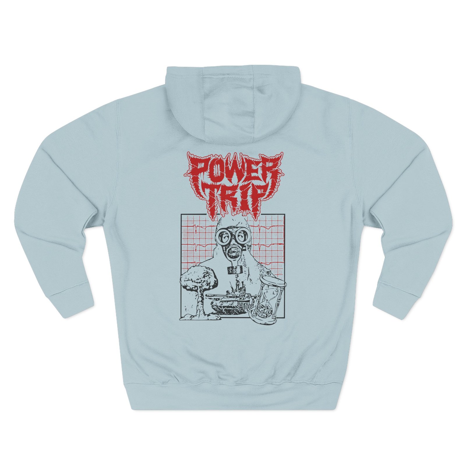Power Trip Gas Mask Three-Panel Fleece Hoodie