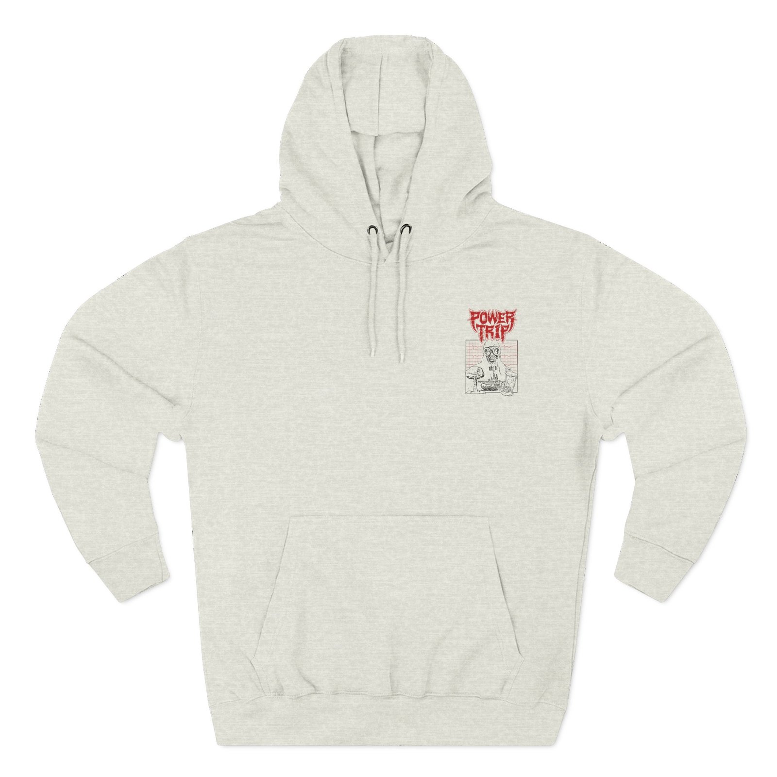 Power Trip Gas Mask Three-Panel Fleece Hoodie