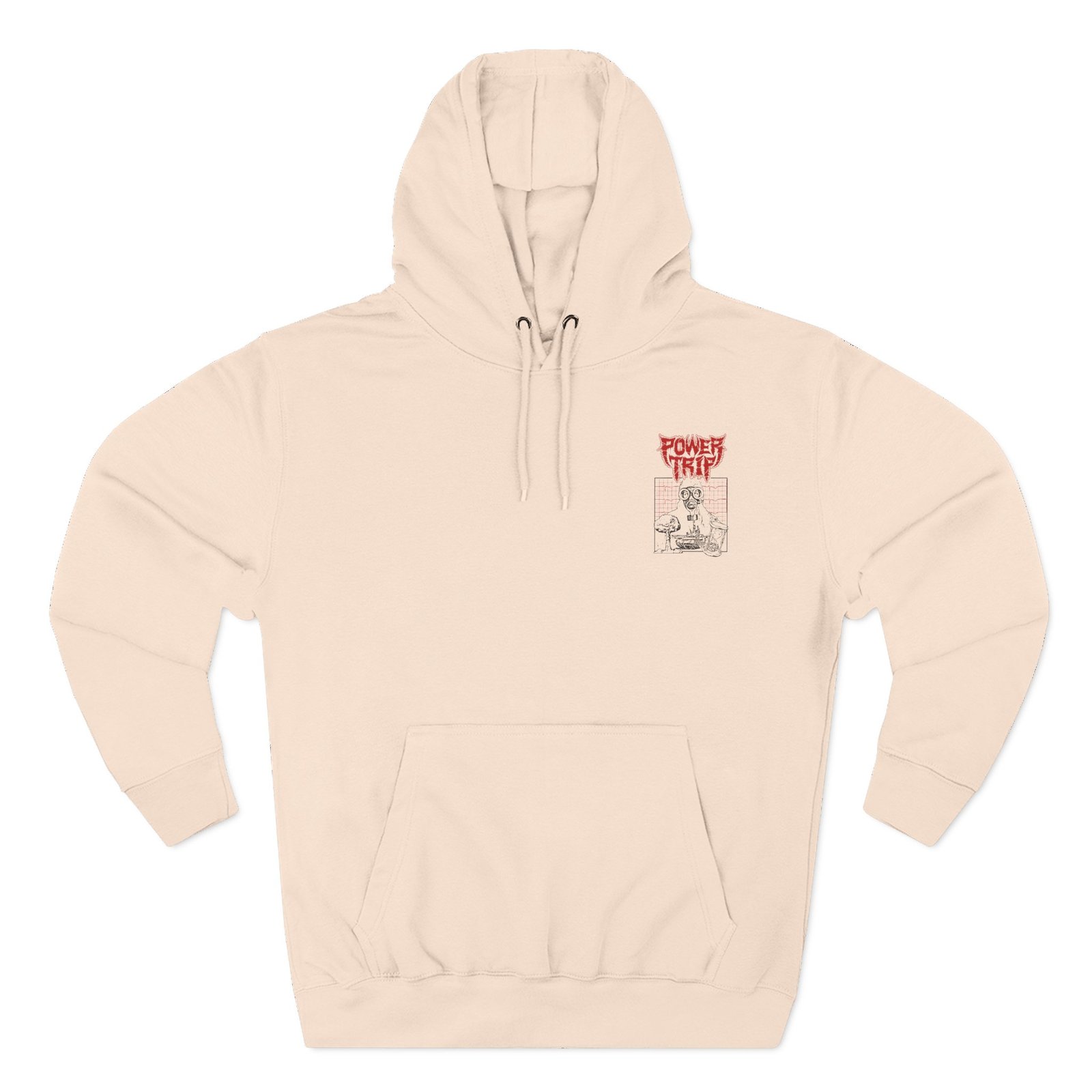 Power Trip Gas Mask Three-Panel Fleece Hoodie