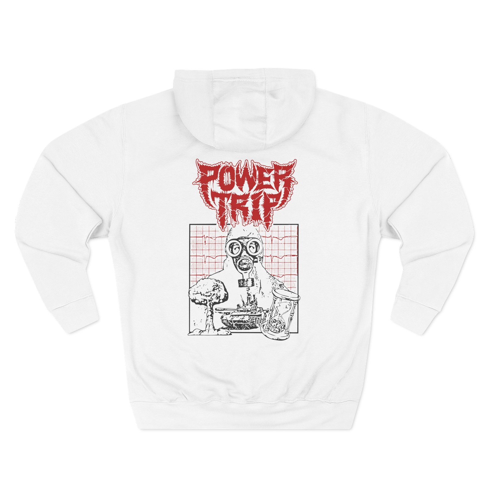 Power Trip Gas Mask Three-Panel Fleece Hoodie
