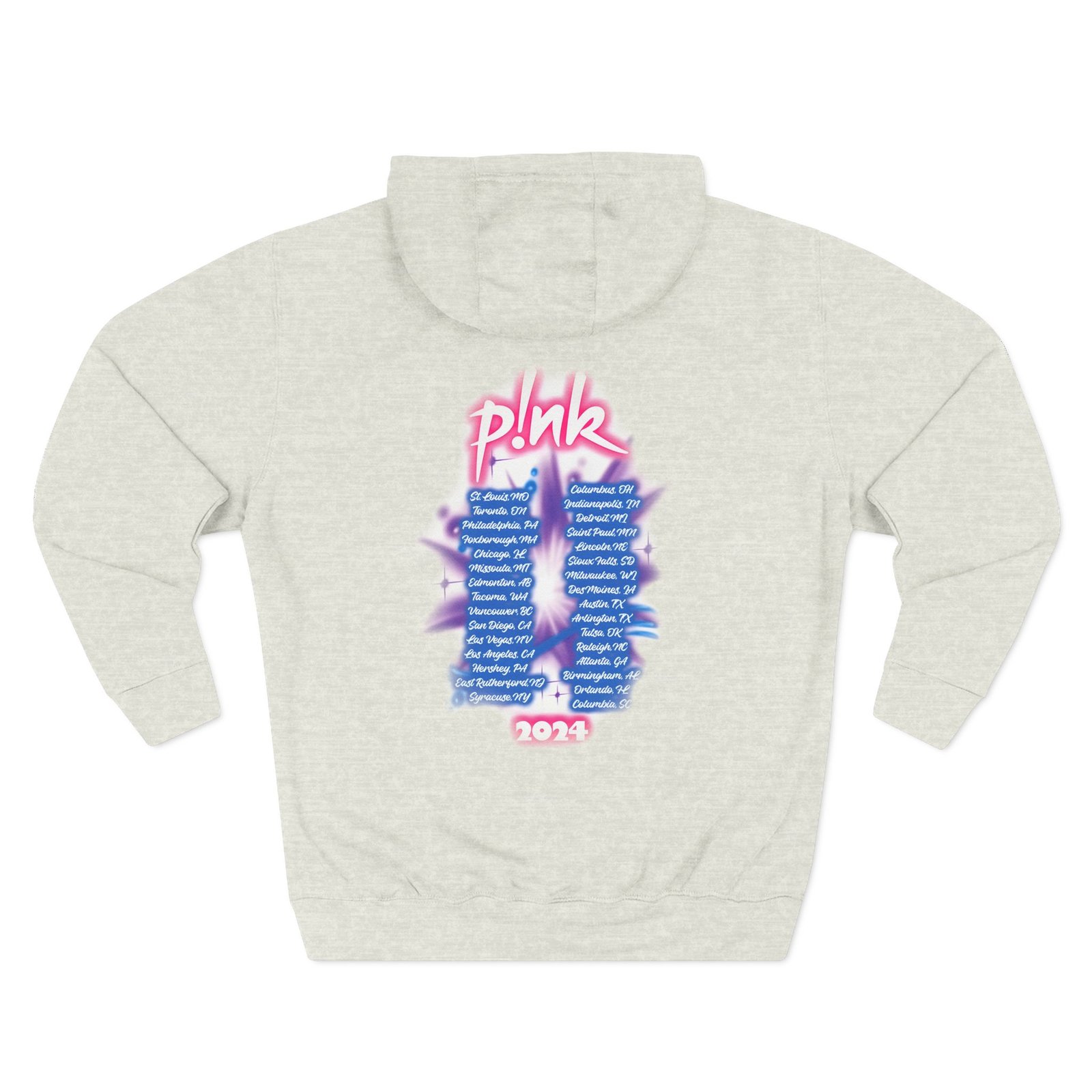 Pink Airbrushed 2024 Three-Panel Fleece Hoodie