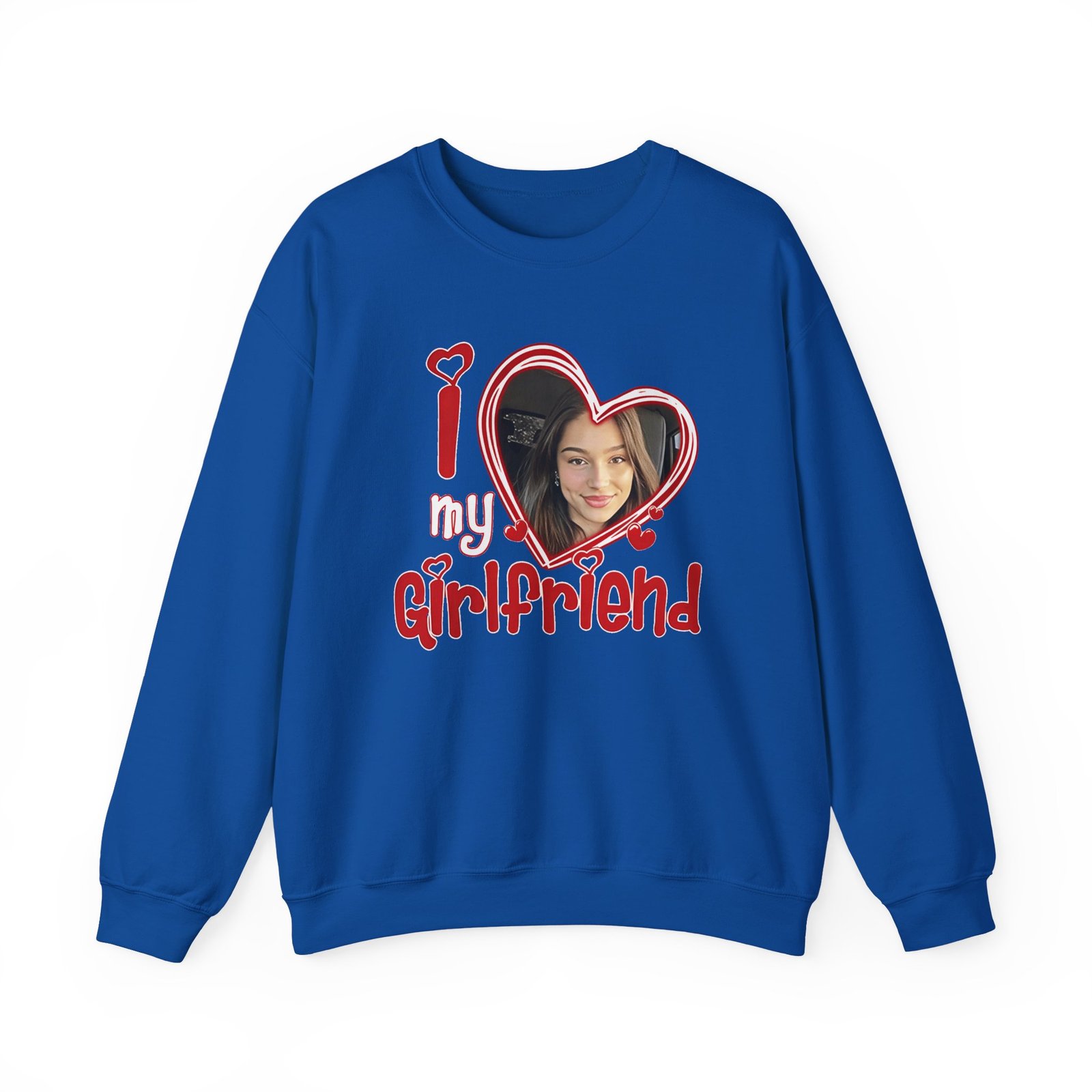 I Love My Girlfriend Custom Photo Unisex Heavy Blend™ Crewneck Sweatshirt
