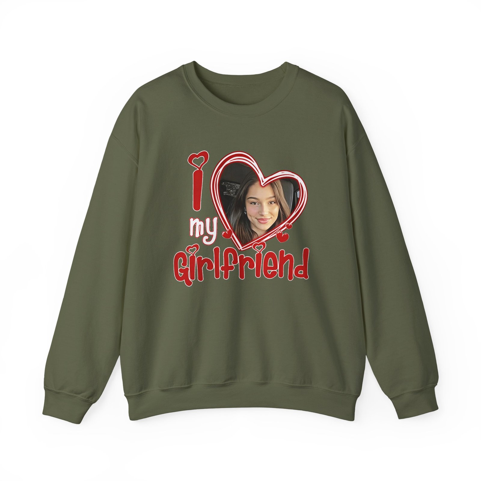 I Love My Girlfriend Custom Photo Unisex Heavy Blend™ Crewneck Sweatshirt