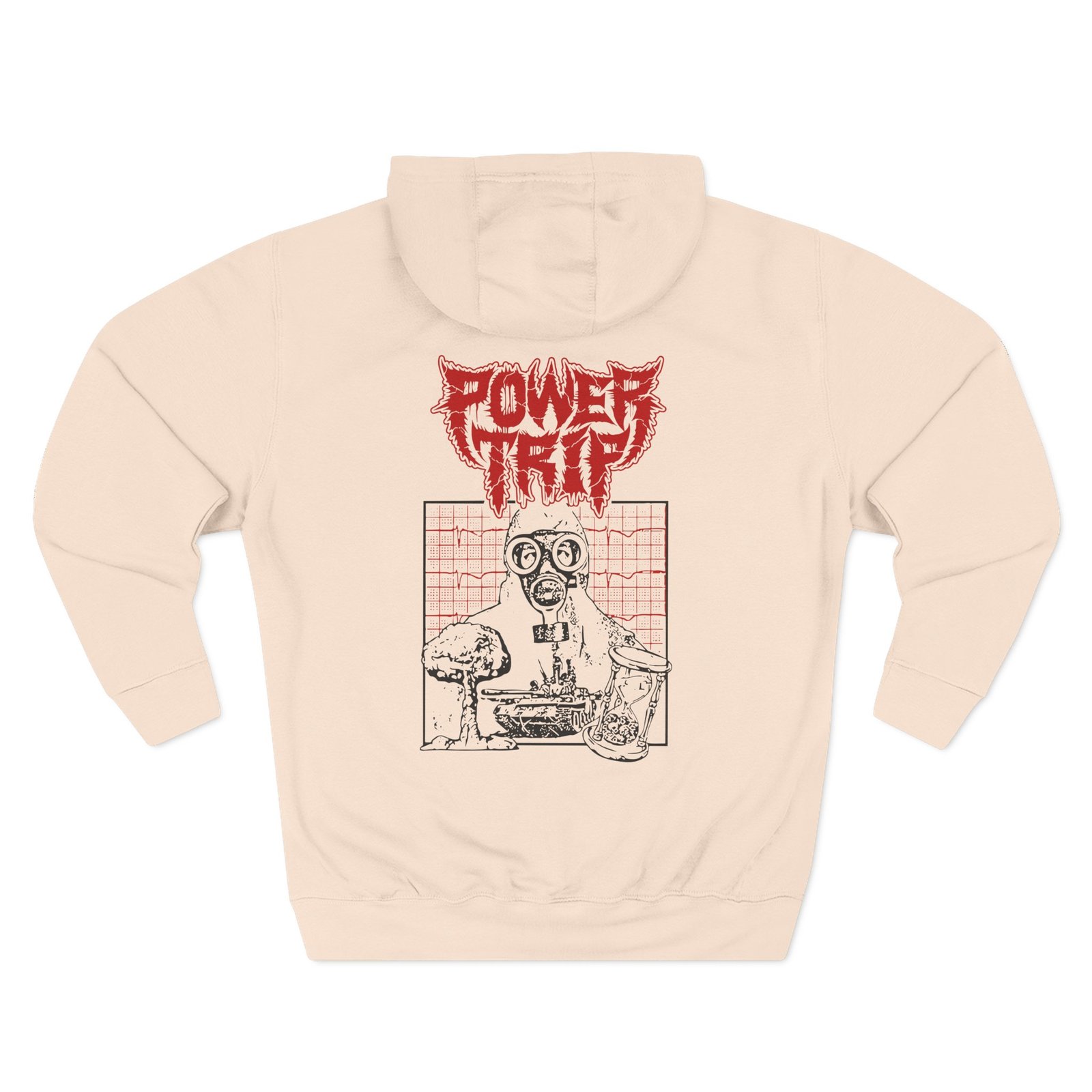 Power Trip Gas Mask Three-Panel Fleece Hoodie