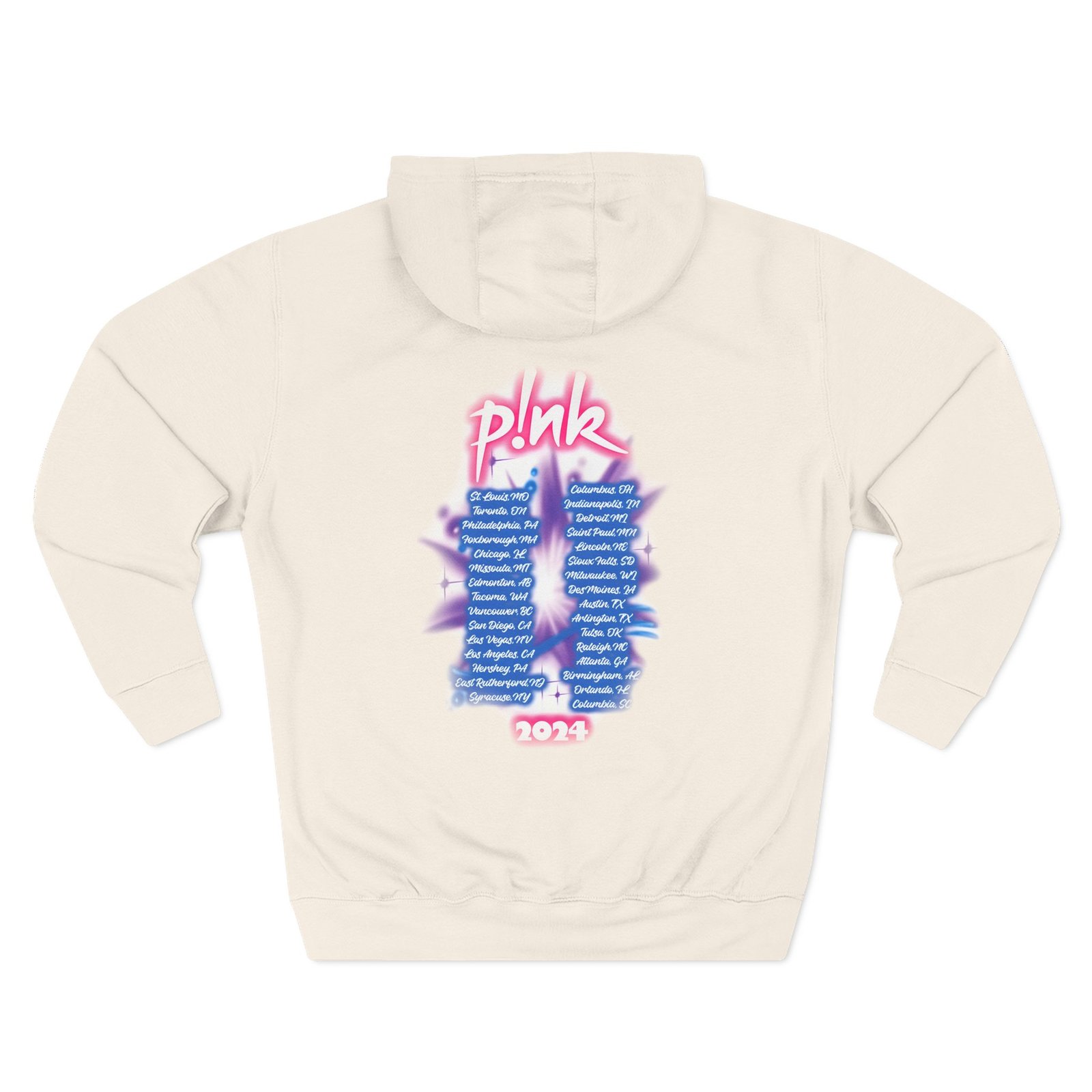 Pink Airbrushed 2024 Three-Panel Fleece Hoodie