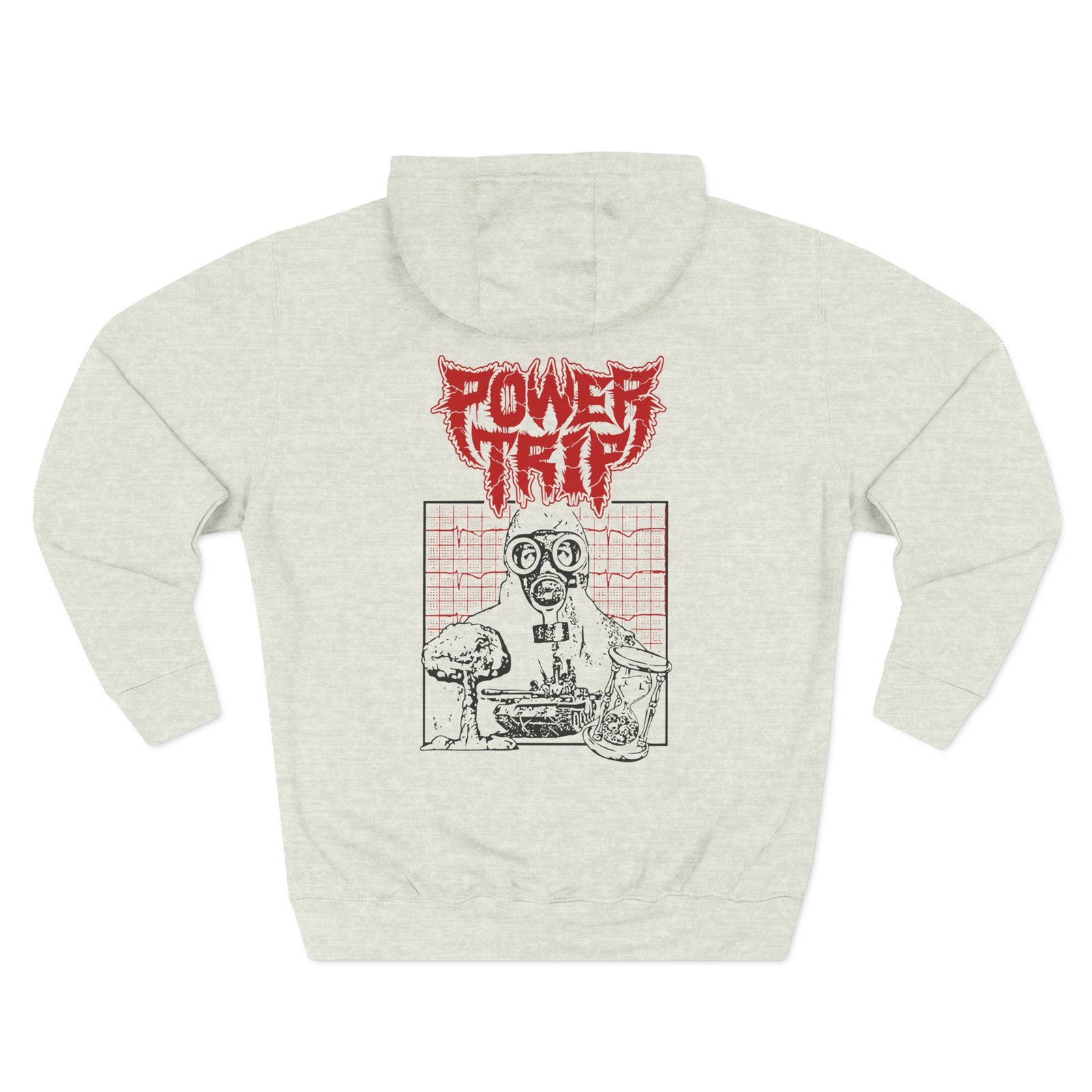 Power Trip Gas Mask Three-Panel Fleece Hoodie
